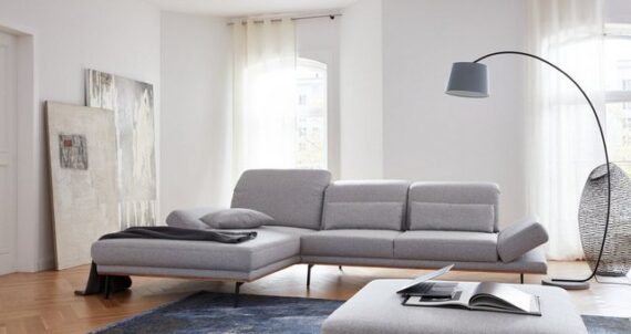 Natur24 Sofa Sitzgruppe Sofa TL2878 320x194 Mono Light Grey Fuß Metall Schwarz