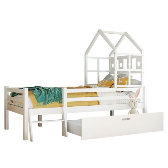 OKWISH Kinderbett Kinder Bett Jugendbett Holzbett Hausbett Kinderhaus Massivholzbett