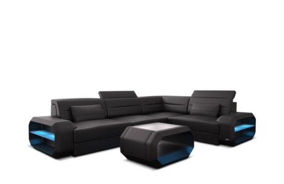 Sofa Dreams Ecksofa Ledersofa Verona Mini L Form, Designersofa, Sofa mit Licht und ISB