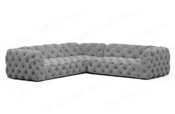 Sofa Dreams Ecksofa Samtstoff Stoff Luxus Sofa Lanzarote L Form Stoffsofa, Couch im Chesterfield Stil