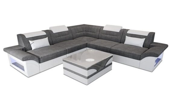 Sofa Dreams Ecksofa Stoffsofa Couch Brianza L Form Polster Stoff Sofa, Webstoff Strukturstoff, mit LED, ausziehbare Bettfunktion, Designersofa