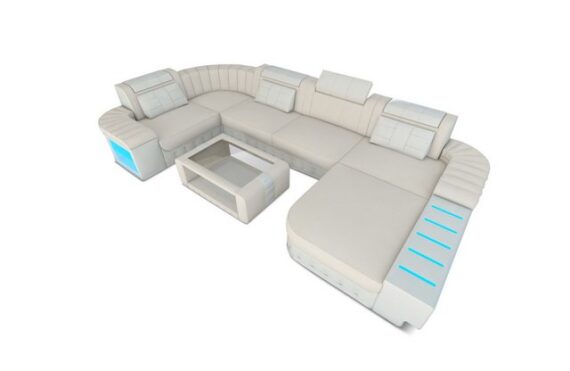 Sofa Dreams Wohnlandschaft Polster Stoffsofa Bellagio U Form Stoff Sofa Couch, mit LED, wahlweise mit Bettfunktion als Schlafsofa, Designersofa