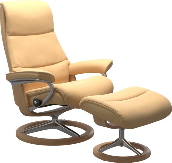 Stressless Relaxsessel "View", (Set, Relaxsessel mit Hocker), mit Signature Base, Größe L,Gestell Eiche