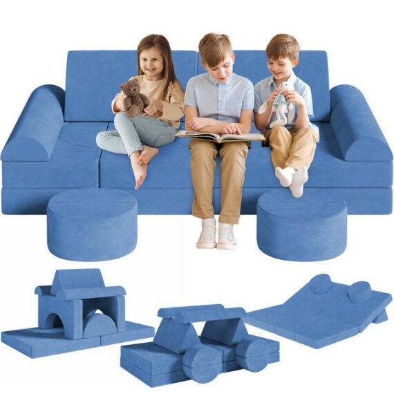 TLGREEN Kindersofa Spielsofa,14-Teilige Modulare Kinderspielcouch, Spielsofa für Kinder & Kindersessel