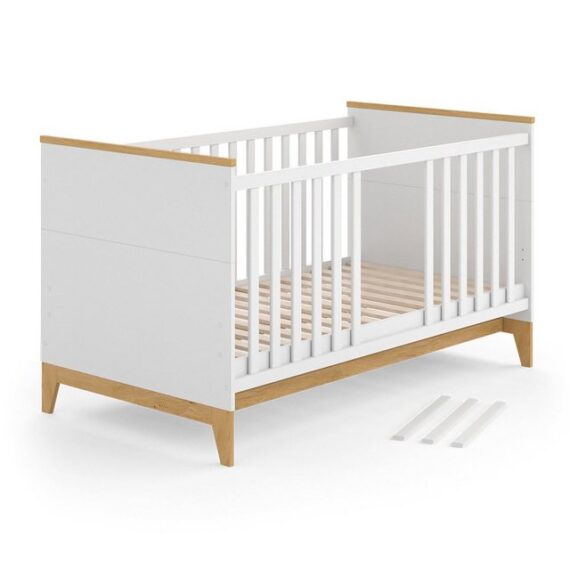 VitaliSpa® Babybett Malia, Weiß/Eiche, 70x140 cm