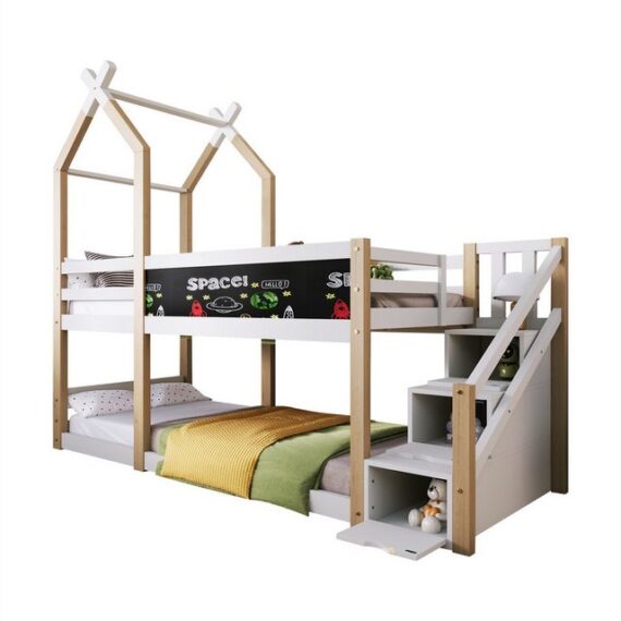 autolock Kinderbett Kinderbett,Hochbett Baumhaus mit Tafel,Speicherung und Rausfallschutz