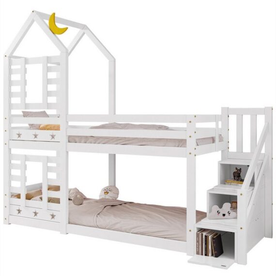 autolock Kinderbett Kinderbett,Hochbett,Baumhaus mit Schublade und Rausfallschutz