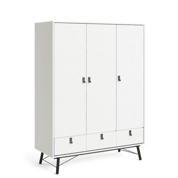 ebuy24 Kleiderschrank Rye Kleiderschrank 3 Türen, 3 Schubladen mattweiss