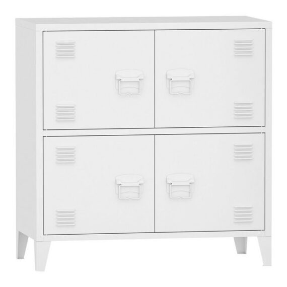 en.casa Mehrzweckschrank "Hamina" Büroschrank mit 4 Türen 80x40x82 cm Weiß