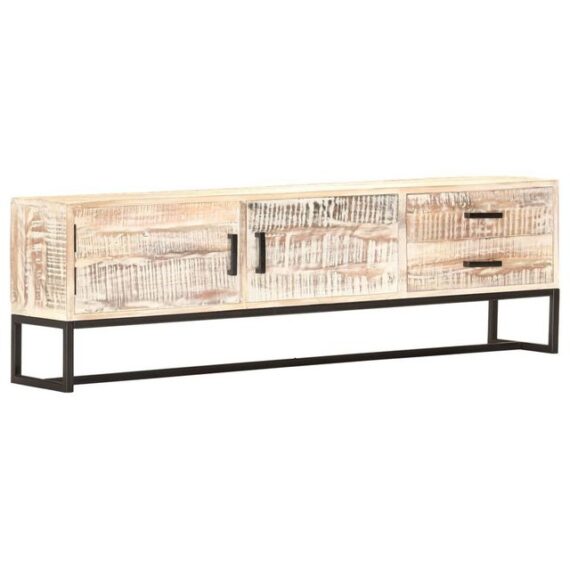 furnicato TV-Schrank Weiß 140 × 30 × 45 cm Massivholz Akazie (1-St)