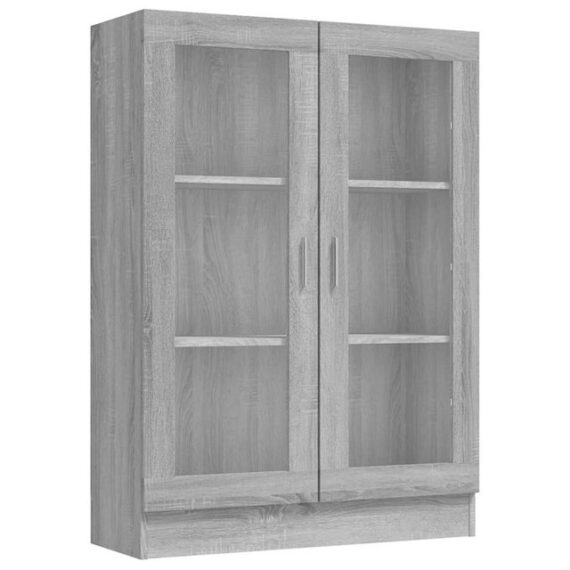 furnicato Vitrine Vitrinenschrank Grau Sonoma 82,5x30,5x115 cm Holzwerkstoff (1-St)