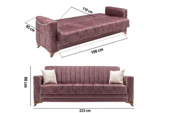 gowoll 3-Sitzer Sofa Bed mit Schlaffunktion und Stauraum Schlafsessel Gästebett, Simple Modern Couch 190 cm Breit mit Relaxfunktion für Wohnzimmer