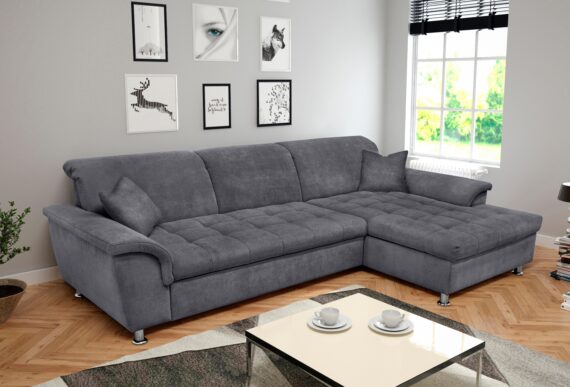 DOMO collection Ecksofa "Franzi Steppung im Sitzbereich B7T/H: 278/162/80 cm, L-Form", wahlweise mit Bettfunktion, Bettkasten und Kopfteilverstellung