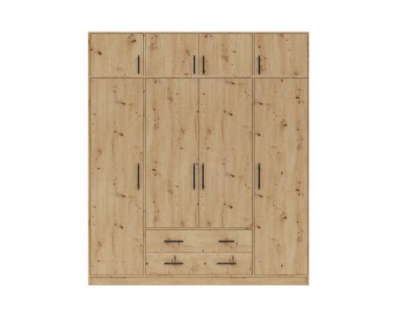 Deine Möbel 24 Kleiderschrank SAM SR1 4-türig Garderobe Garderobensystem Artisan Anthrazit (Set, 4-St., 200 cm breit Stauraum) Drehtürenschrank inkl. Kleiderstange Fächer Einlegeböden Schubladen