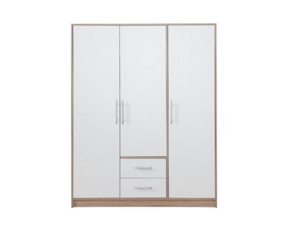 Deine Möbel 24 Kleiderschrank SAM SR2 3-türig Garderobensystem Artisan Anthrazit Weiß Eiche Sonoma (Set, 3-St., Stauraum) Drehtürenschrank 150 cm breit mit 2 Schubladen