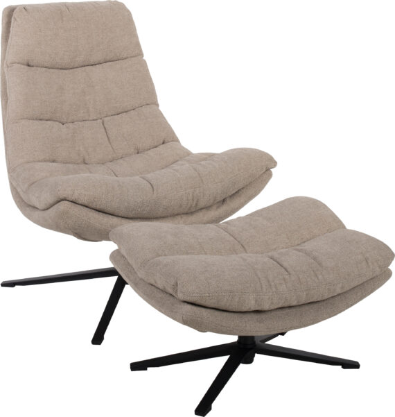 Duo Collection Relaxsessel "Porto", 360 drehbar, doppelte Polsterung, mit Hocker, bis 115 kg belastbar