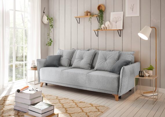 ED EXCITING DESIGN Schlafsofa "Pamplona", mit Bettfunktion, Bettkasten, Rücken- und Zierkissen, frei im Raum