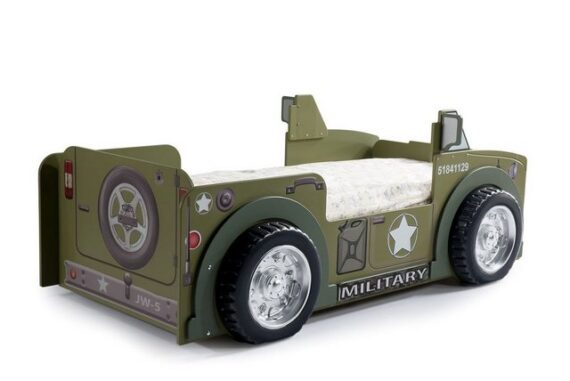 Faizee Möbel Kinderbett [Jeep (Modell wählbar)] Kinderzimmerbett Militär/Grün/Pink 207x116x76