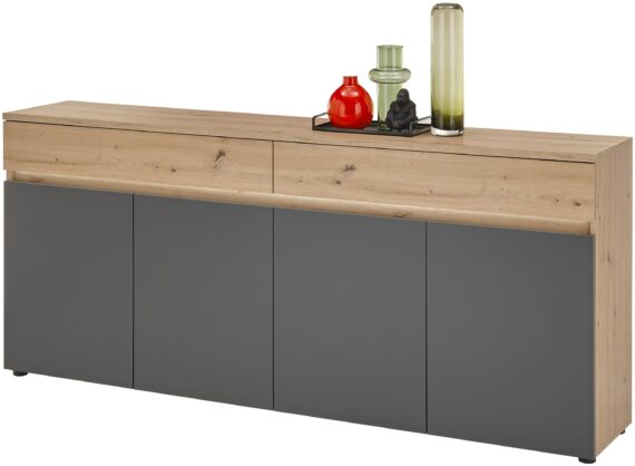 HBZ Sideboard "Lille inkl. LED-Beleuchtung, BxHxT 200x86x38 cm", (1 St.), Mit 4 Türen, 2 Schubkästen, 2 Einlegeböden