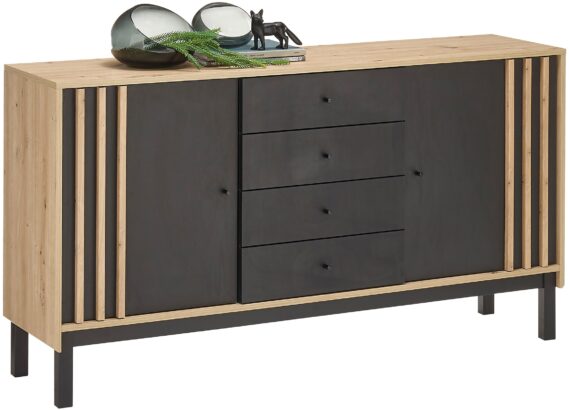 HBZ Sideboard "Volano schwarz, Wohnzimmerschrank BxHxT 155x84x39 cm", (1 St.)