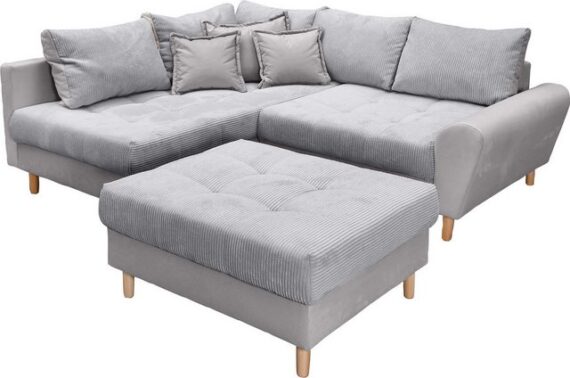 Home affaire Ecksofa Rice L-Form, Set, mit Bonnellfederkern, Hocker & Kissen, Ottomane beidseitig montierbar