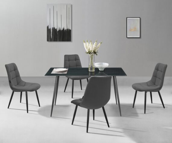 Home affaire Essgruppe "Arhus Esstisch Stühle Esszimmer Set", (Set, 5 tlg.), mit Glasplatte in Holzoptik, weicher Samtvelours Bezug