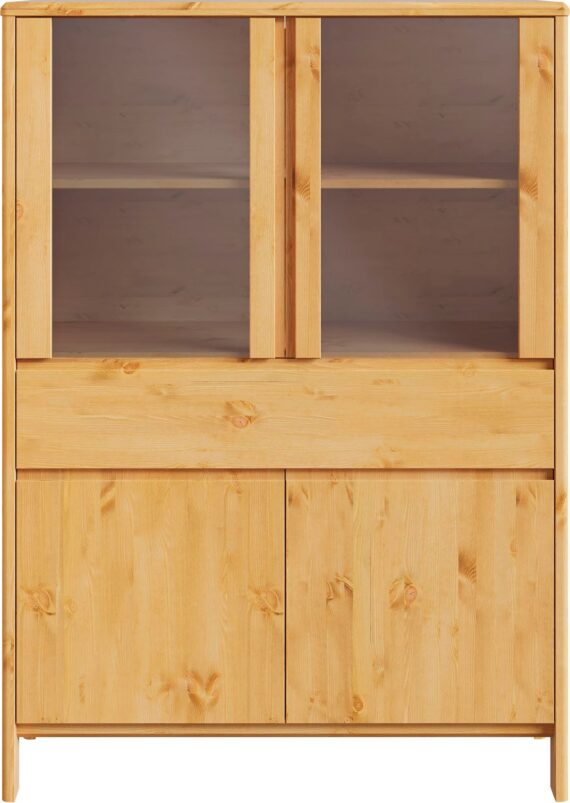 Home affaire Hochschrank "Luven", zertifiziertes Massivholz, Höhe 137 cm, 4 Türen und 1 Schublade