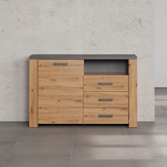 Home affaire Sideboard "Ambres", (1 St.), Kommode, Echtholzoptik, Maße BxH: 127x83 cm, Eiche