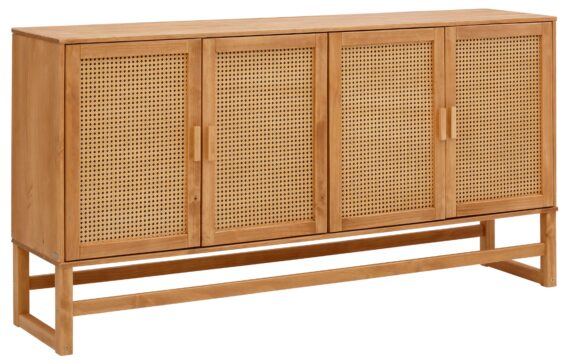 Home affaire Sideboard "Linz", Kommode mit Rattangeflecht auf den Türfronten, aus Massivholz