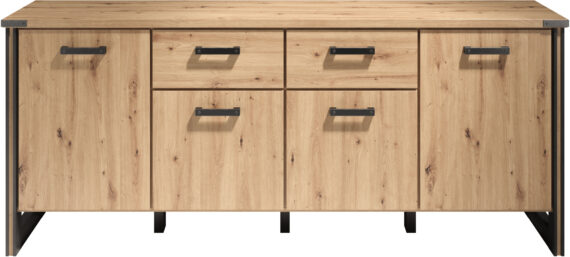 Home affaire Sideboard "Mia", (1 St.), Echtholzoptik, Eiche, 207 cm breiter Schrank