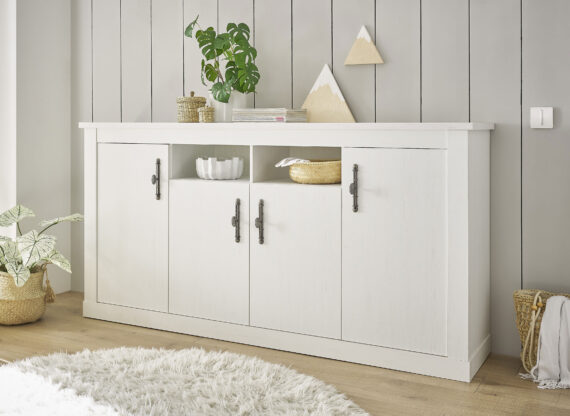 Home affaire Sideboard "RAVENNA", im romantischen Landhausstil, Griffe aus Metall, Breite 201 cm