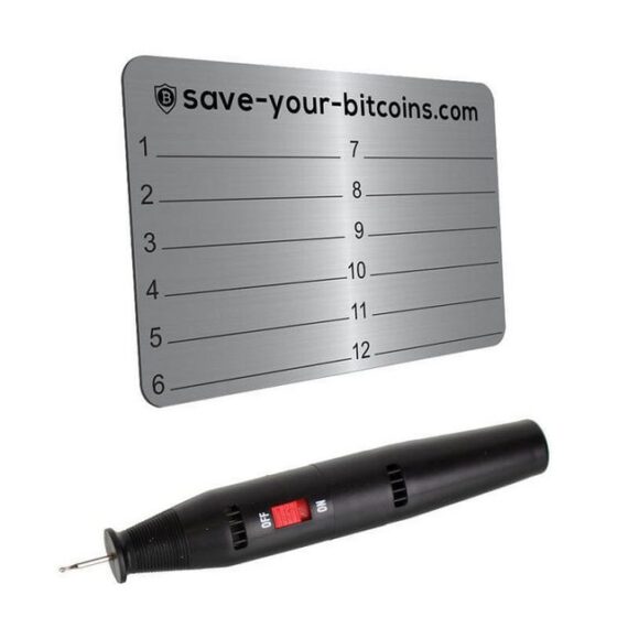 Hoopomania Graviergerät Hardware wallet seed phrase - 1 Edelstahl Platte (V4A) + Gravierstift, Set