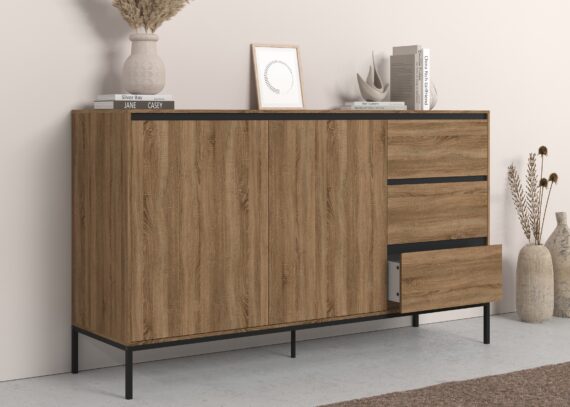 INOSIGN Sideboard "Bari", Kommode mit 2 Türen und 3 Schubkästen, Breite 140 cm