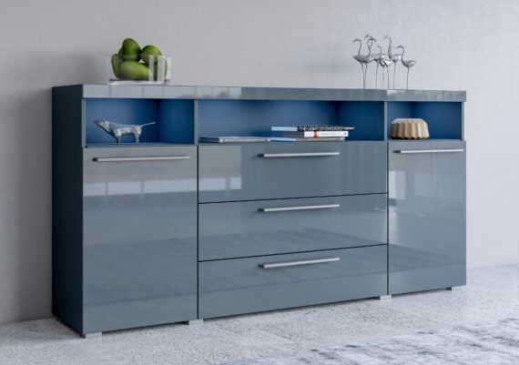 INOSIGN Sideboard "India,Breite 182cm moderne Anrichte 2Türen,3 Schubladen, Kombikommode", Kommode viel Stauraum, Einlegeböden verstellbar,ohne Beleuchtung