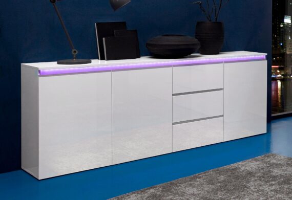 INOSIGN Sideboard "Magic, Kommode, Schrank, Kredenz", mit 3 Türen und 3 Schubkästen Hochglanz lackiert (B/T/H) 200x40x80 cm