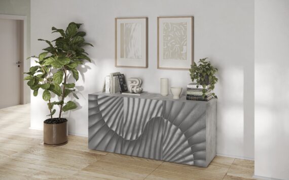 INOSIGN Sideboard "Snake Breite 181 cm, moderne Kommode mit 3 Türen", Anrichte mit viel Stauraum, Front mit besonderem Siebdruck