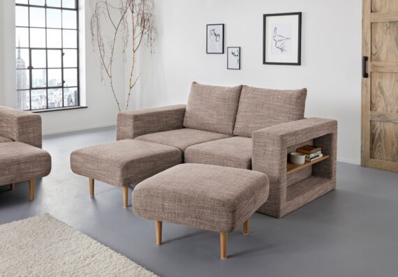 LOOKS by Wolfgang Joop 2,5-Sitzer "Looksvb", Verwandlungssofa: aus Sofa wird Sofa mit 2 Hockern, mit Regalfunktion