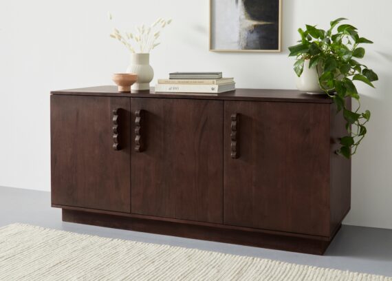 LeGer Home by Lena Gercke Sideboard "EMINA", Akazie Massivholz, 146cm Kommode, mit Soft-Close und Designgriffen