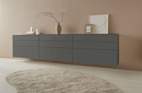 LeGer Home by Lena Gercke Sideboard "Essentials", (3 St.), Breite: 335cm, MDF lackiert, Push-to-open-Funktion