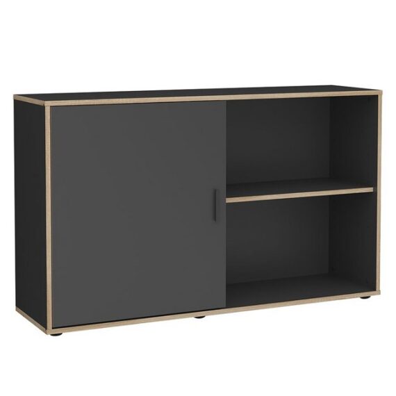 Lomadox Aktenschrank EMPOLI-10 in anthrazit mit Eiche-Kante, 110,5/72,8/33 cm