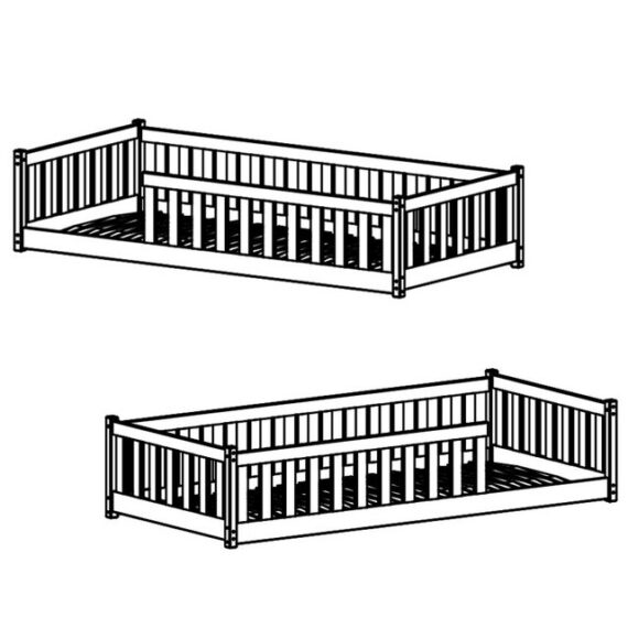 Lomadox Kinderbett KANGRU-162, Kiefer weiß, Kinderzimmer Bett 90x200 cm Liegefläche Rausfallschutz