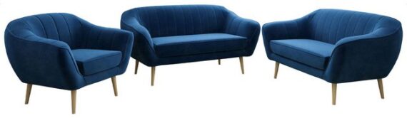 MKS MÖBEL Sofa GAJA 3 2 1, Set, Loungesofas und Sessel, T30-Schaum, Buchenbeine, Sofa Set 3+2+1, Skandinavische Deko Polstersofa