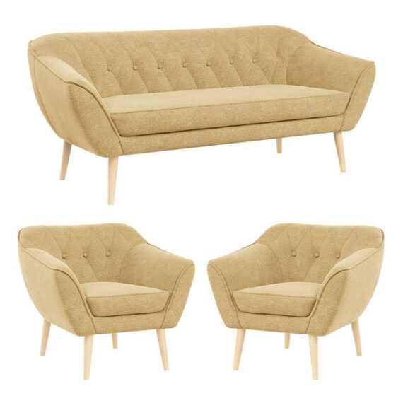 MKS MÖBEL Sofa PIRS 3 1 1, Set, Sofa, Sessel, T30-Schaum, Holzbeine, mit Relaxfunktion, Moderne Sofa Set, Skandinavische Deko