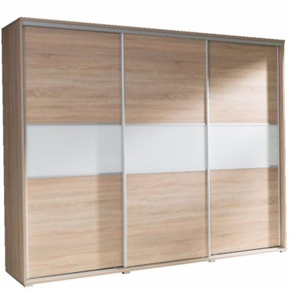 MOEBLO Kleiderschrank FLO (Schwebetürenschrank 3-türig Schrank Garderobe Schiebtüren Schlafzimmer) -(BxHxT):277x225x65 cm