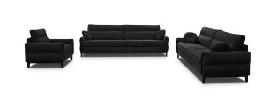 MOEBLO Polstergarnitur ESTELA 3+2+1, (Stoff Samt (Velour) Glamour Wohnlandschaft Sofa Couch Garnitur, Polstermöbel-Set Ohrensofa 3 Sitzer, 2 Sitzer und Sessel)