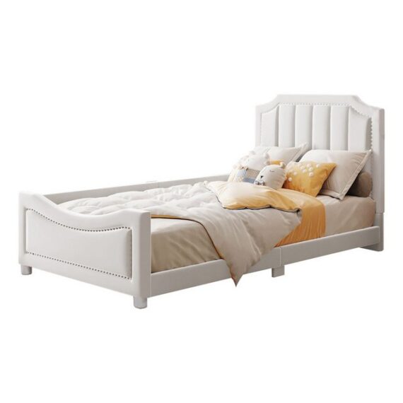 OKWISH Kinderbett Polsterbett Schlafsofa Bett Einzelbett (mit Rückenlehne Armlehne Eltern-Kind-Bett Jugendbett Gästebett, Schlafsofa Bettgestell Flanell Multifunktionsweichbett 90*200cm), ohne Matratze