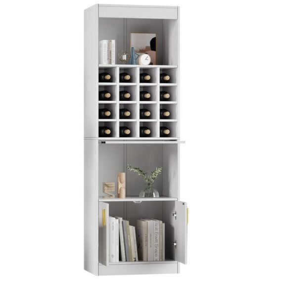 OKWISH Vitrine Wohnzimmerregal, Eckschrank,Highboard (180cm hoch, 1-St., 16 Weinfächer, 3 Einlegeböden, 2 Türen) für Weinliebhaber