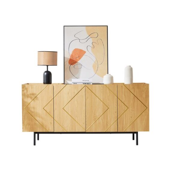 Odikalo Beistellschrank Anrichte Kommode Sideboard Türen Vielseitige Wohnzimmer 78x160x40cm