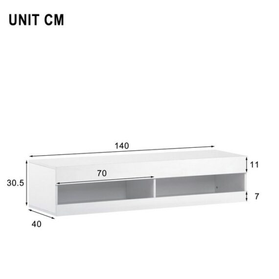 Odikalo TV-Schrank TV-Lowboard Sideboard mit 16 LED Stauraum 140x40x30.5cm Weiß/Grau