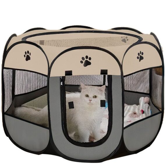 Refined Living Hundehütte Welpen-Laufstall Tierlaufstall Hundehüt 114 x 114 x 58 cm Hundezaun, für Hunde Katzen Hasen & Kleintiere im Innen- und Außenbereich